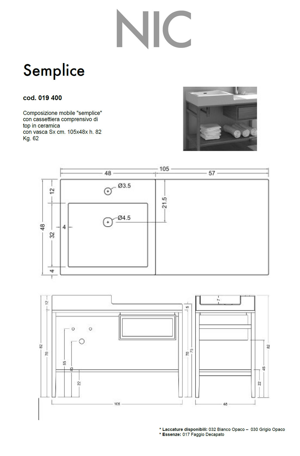 fiche technique compostion nic design semplice