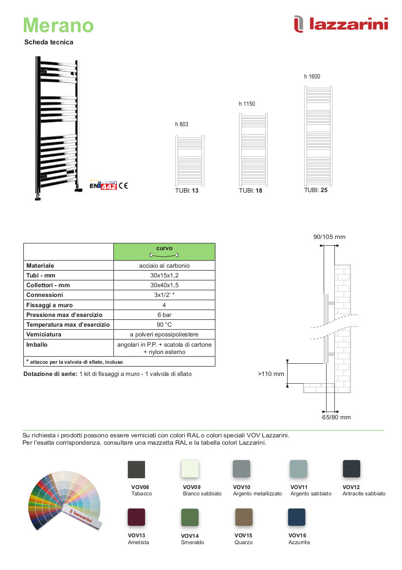 fiche technique sèche-serviettes lazzarini merano