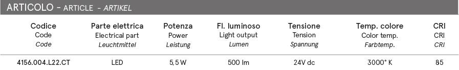 lampe de chemin_led_in_cristaly_4156_passi_collection_belfiore_9010_donnees_techniques