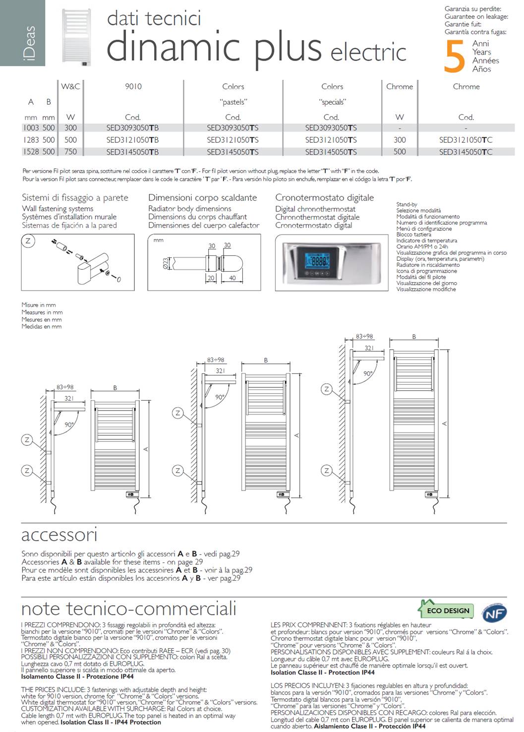 scheda_tecnica_scaldasalviette_deltacalor_elettrico_dinamic_plus_electric