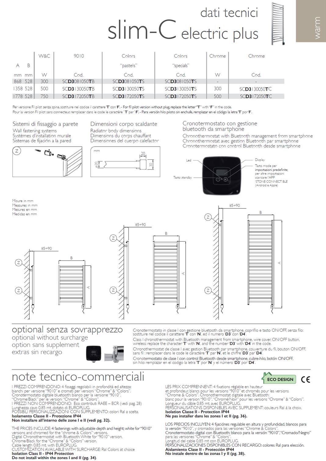 scheda_tecnica_scaldasalviette_elettrico_Slim-C_electric_plus