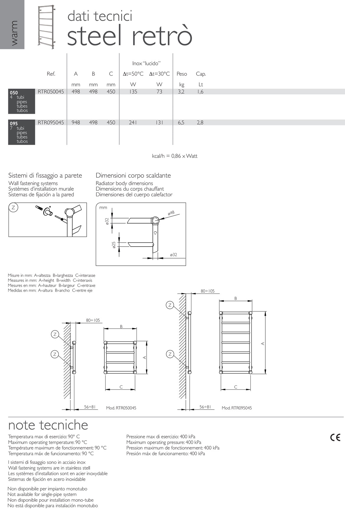 scheda-tecnica-scaldasalviette-classiso-steel-retrò-deltacalor