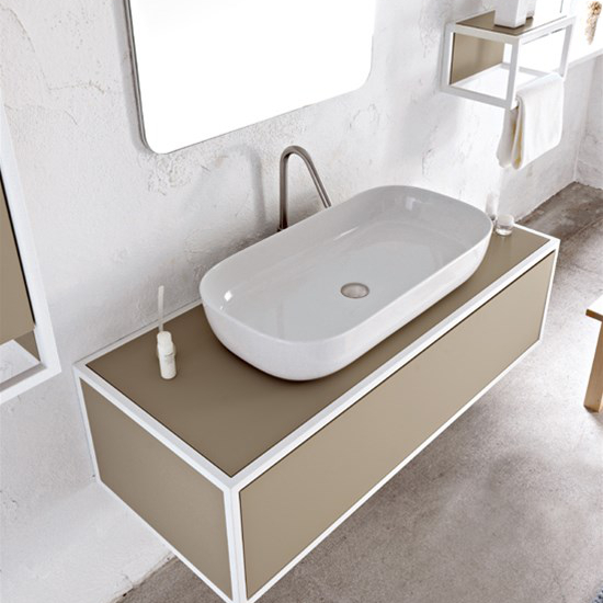 aufsatzwaschbecken keramik Weiß farbig glam 76x39 scarabeo