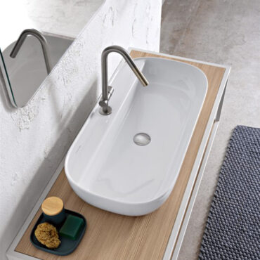 lavabo da appoggio in ceramica con foro per rubinetto 76x38 glam r scarabeo