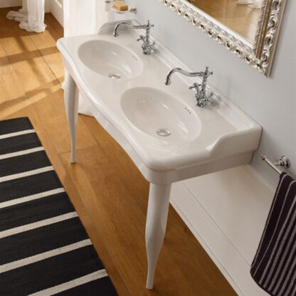 lavabo à poser ou suspendu ceramique double vasque scarabeo castellana