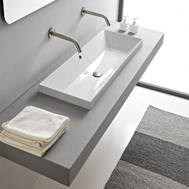 lavabo da incasso ceramica 100x36 senza foro scarabeo teorema 2.0