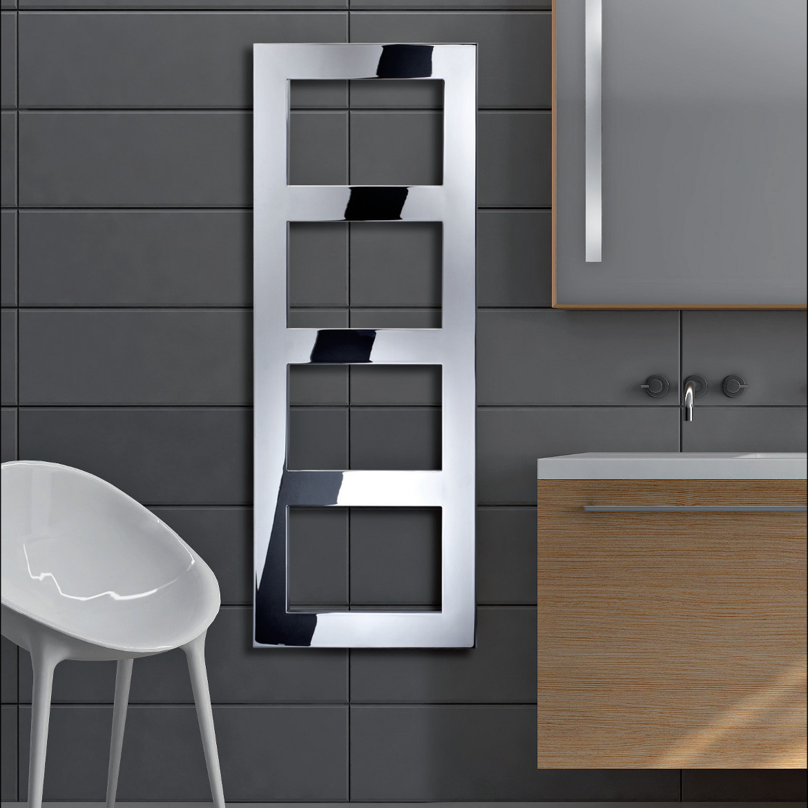 heated towel rail bathroom chromed essen crom brem