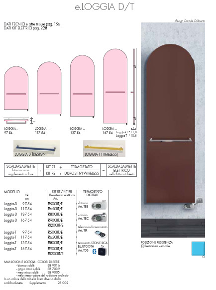 data sheet electric heated towel rail loggia brem