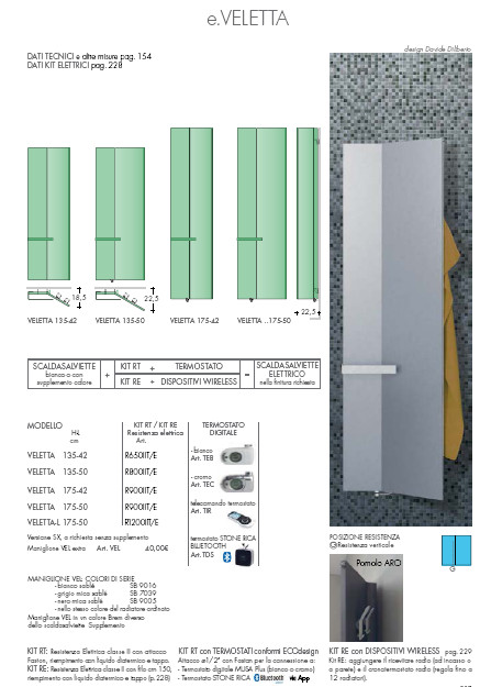 data sheet electric heated towel rail veletta brem