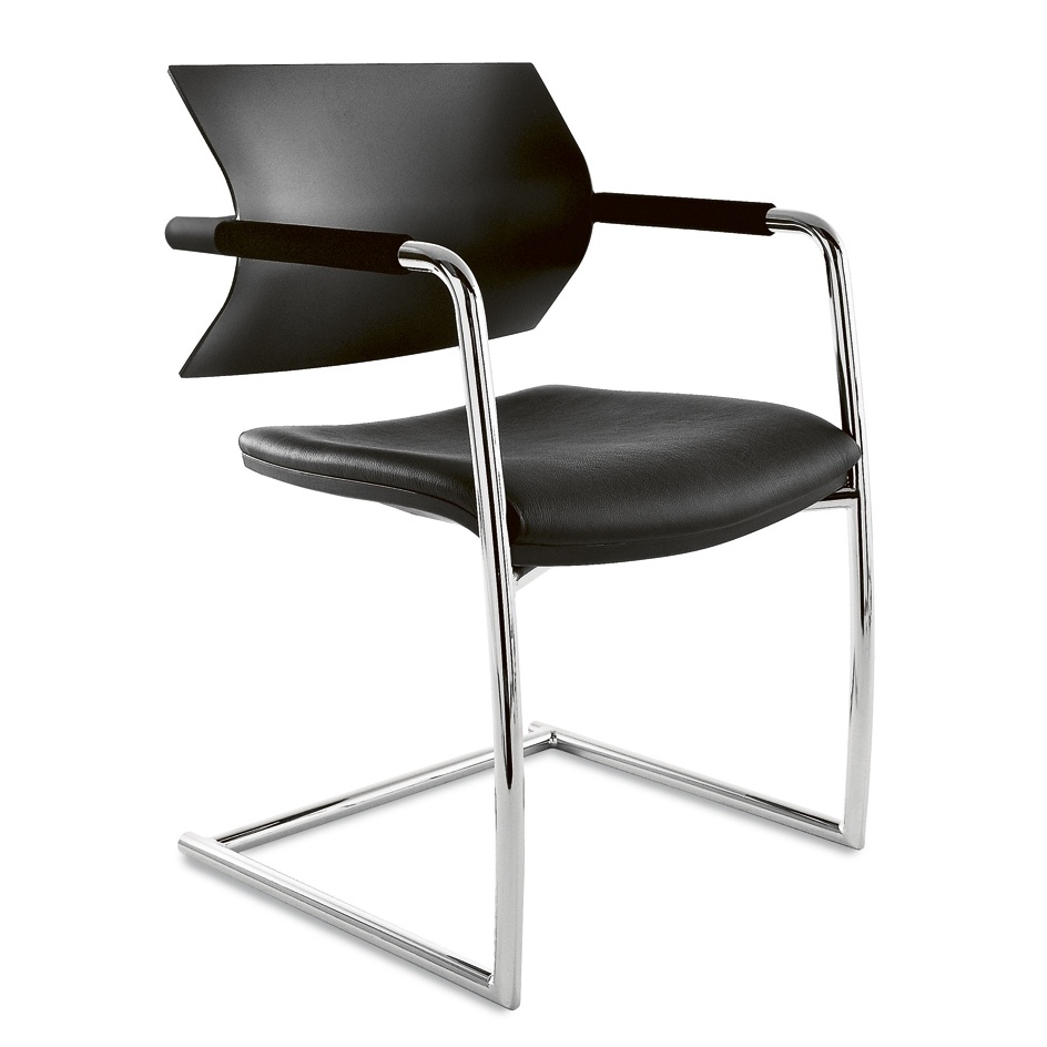 sièges opérationnels série luxy aire jr bureau fixe ergonomique luge en cuir piètement noir dossier noir