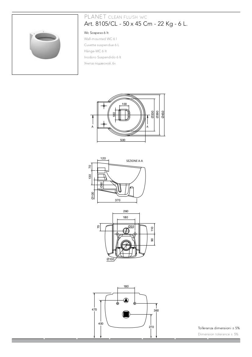 data sheet wall hung wc planet scarabeo