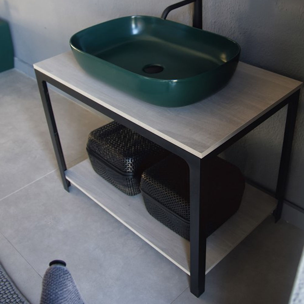 console de salle de bain métal bois lavabo glam coloré able ab3 scarabeo