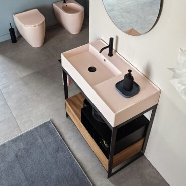 consolle bagno metallo legno lavabo teorema 2.0 solid 1 scarabeo