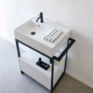 consolle bagno struttura metallo nera lavabo teorema 2.0 solid 23 scarabeo