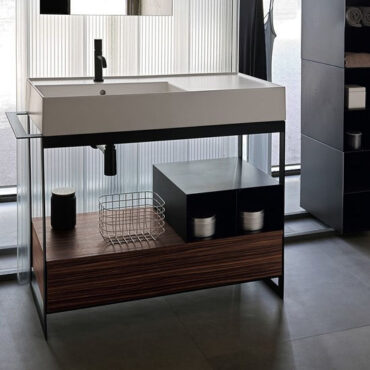 consolle da bagno struttura metallo legno lavabo teorema colorato solid 3 scarabeo