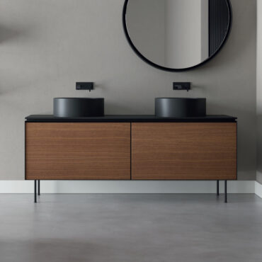 mobile bagno struttura accaio top ceramica lavabo lama 180 nic design