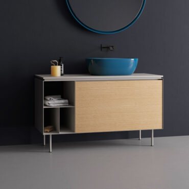 mobile bagno struttura acciaio top ceramica lavabo lama 120 nic design