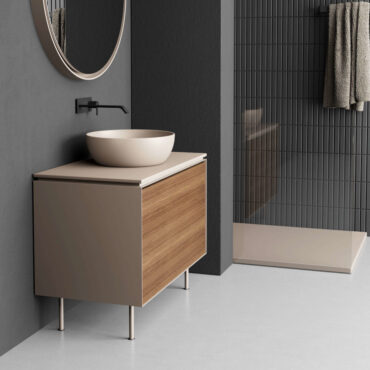 mobile bagno struttura acciaio top ceramica lavabo lama 90 nic design