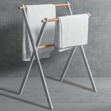 portasalviette metallo legno bagno bianco mit compasso cipì