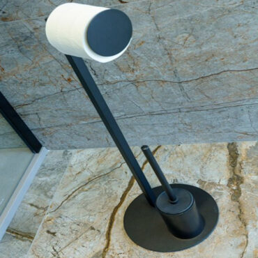portascopino e portarotolo bagno metallo nero moon cipì