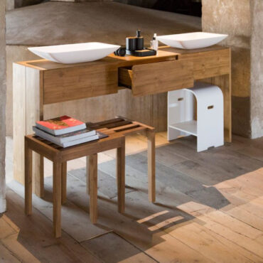 sgabello panca legno teak tricky cipì