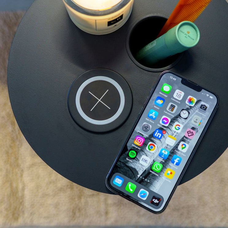 coffee table with wireless charging detail black slim cipi