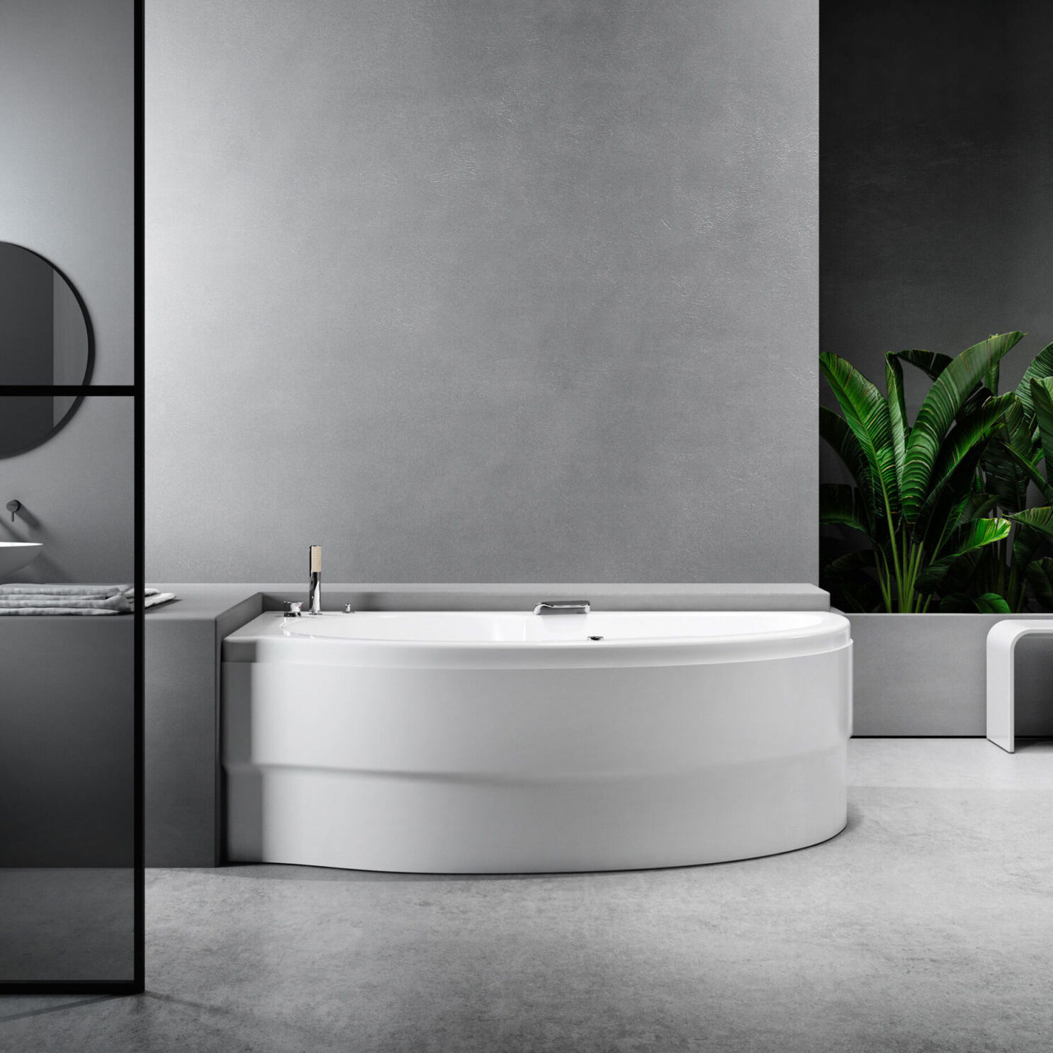 asymmetrical acrylic corner bathtub simy relax design