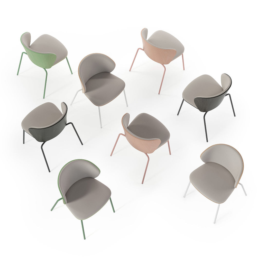 chaise d'attente base 4 pieds hêtre coloré enkey sitlosophy