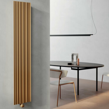 white aluminum radiator colored electric trace caleido