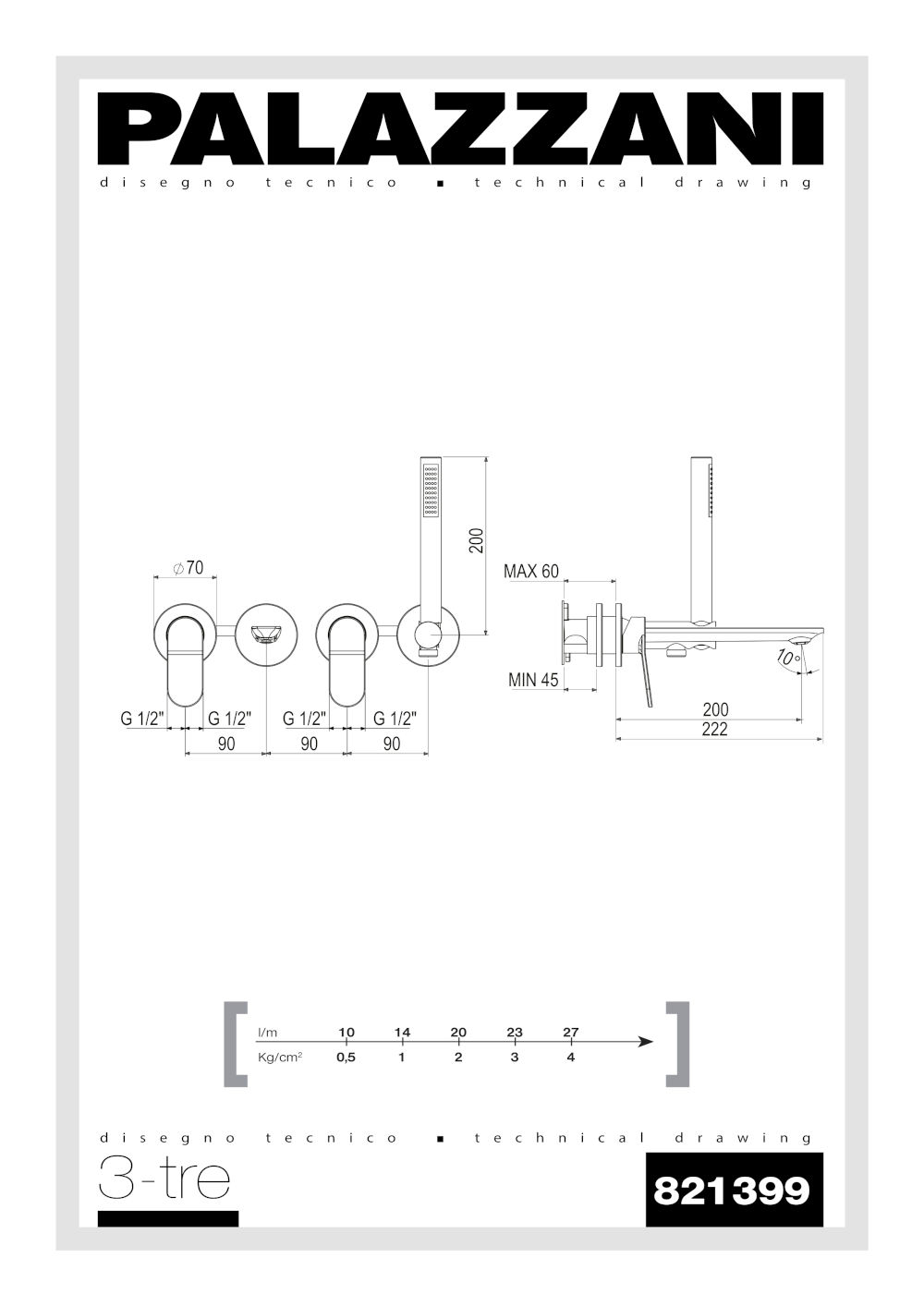 data sheet 2 bathtub mixers 3-three palazzani