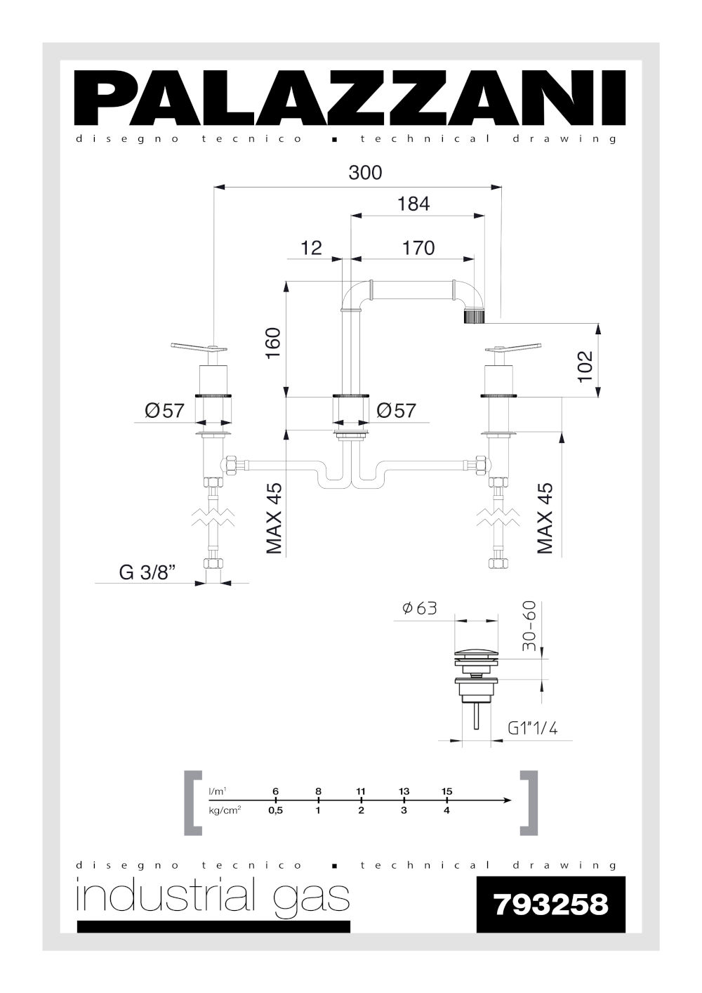 technisches datenblatt 3-loch waschbecken set 783258 industrial job palazzani