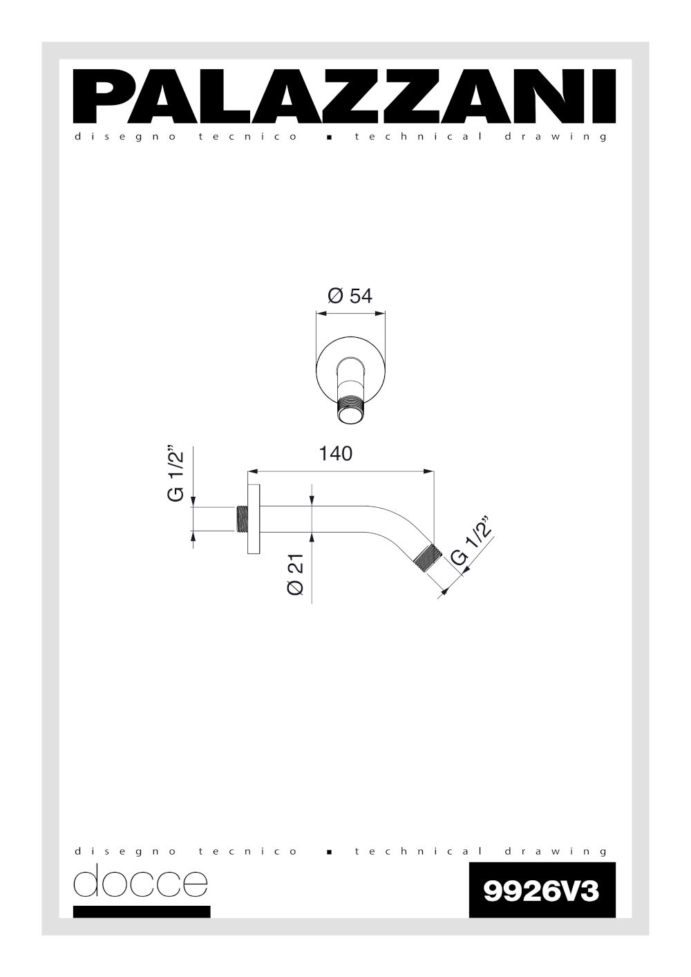 fiche technique bras de douche 9926v3 palazzani