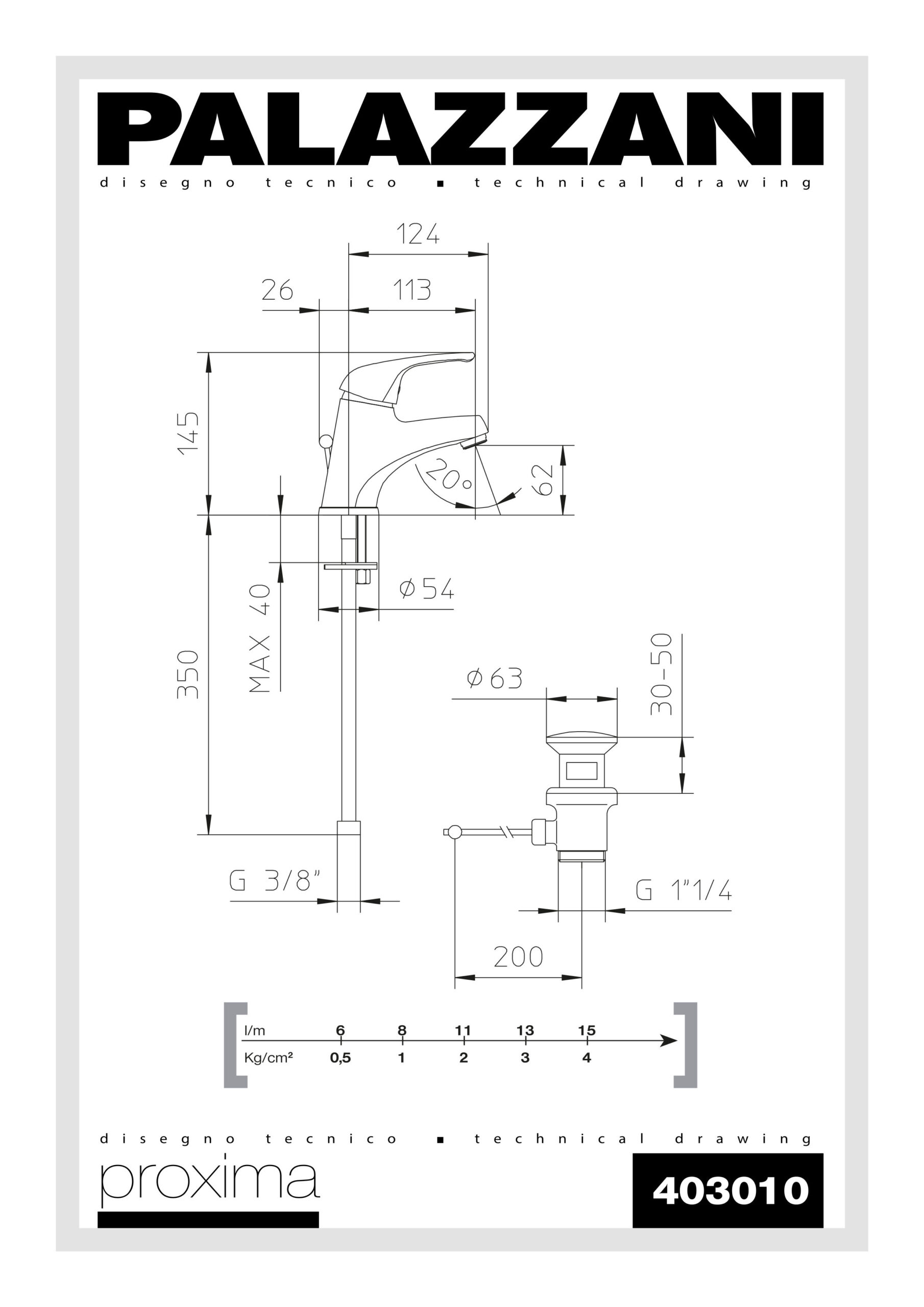 Datenblatt Waschtischmischer 403010 proxima palazzani