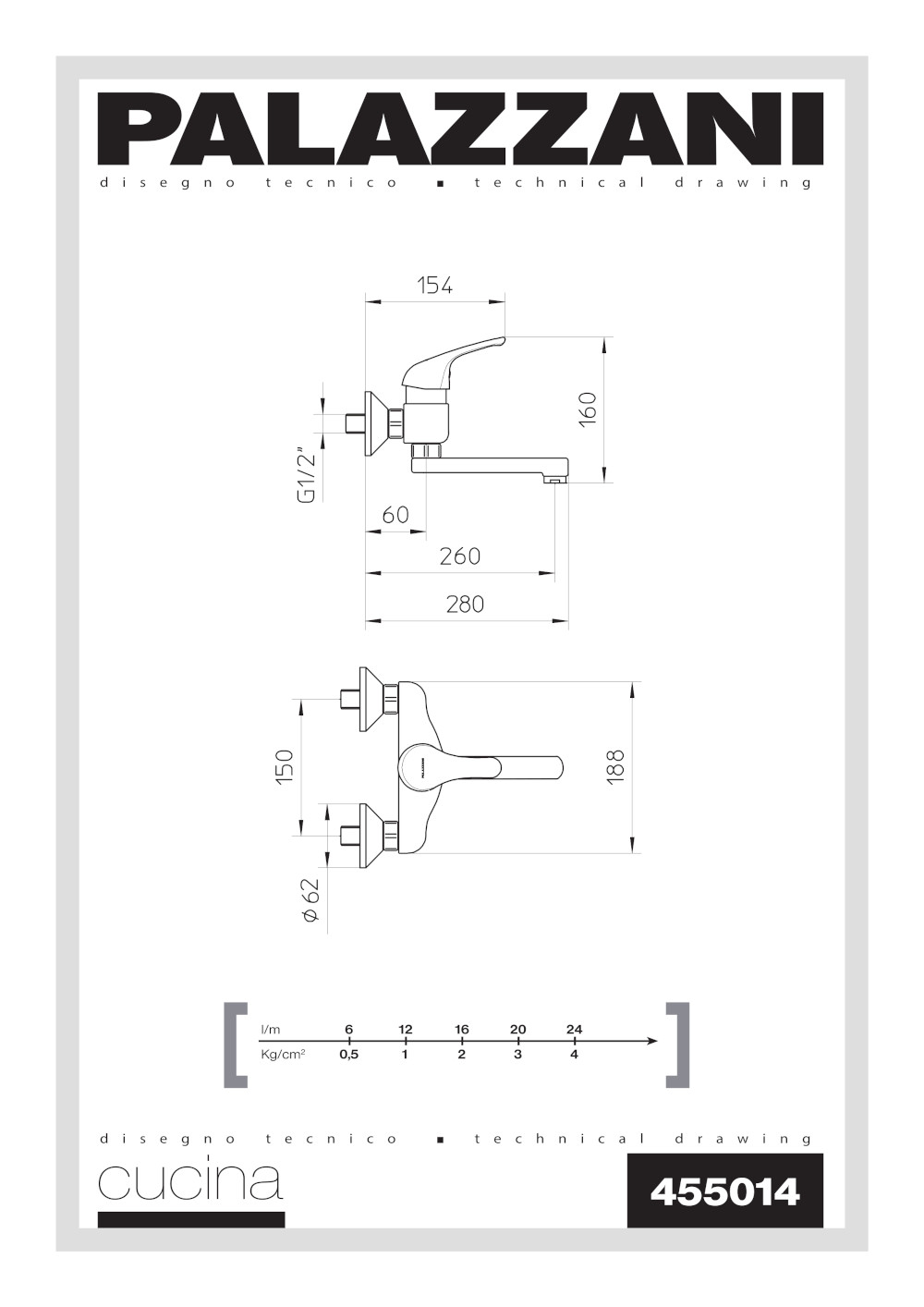 scheda tecnica miscelatore lavello cucina 455014 palazzani
