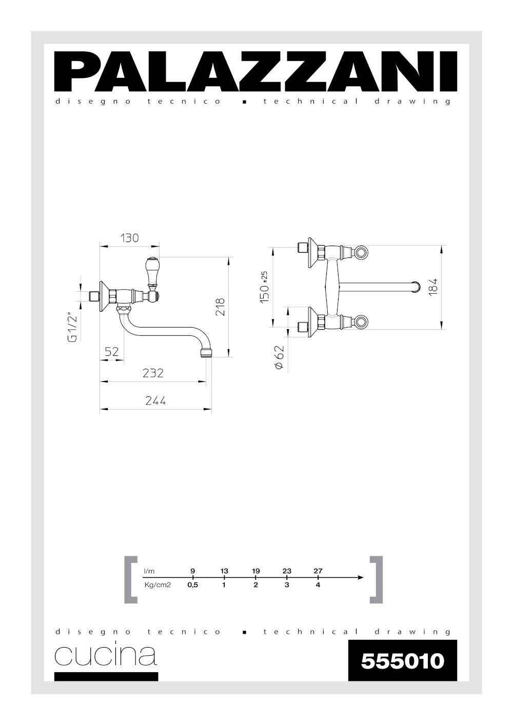 scheda tecnica miscelatore lavello cucina 555010 porter palazzani