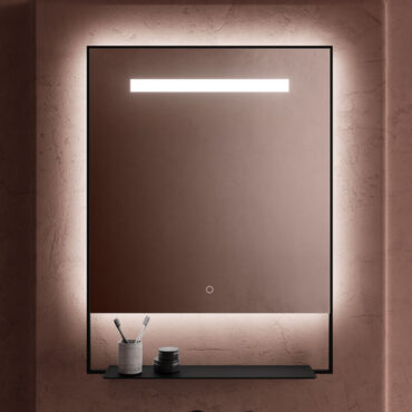 specchio da bagno con mensola alluminio luce led castore ghost vanità & casa