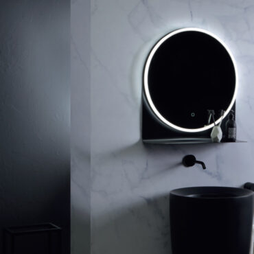 specchio da bagno illuminato led con mensola nero joker vanità & casa