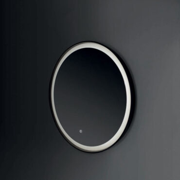 specchio da bagno illuminato led cornice nera spectral dl round vanità & casa