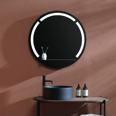 specchio da bagno illuminato led mensola ghost frame oceano round vnità & casa