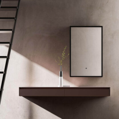 specchio da bagno illuminato led profilo nero avior vanità & casa