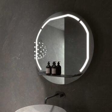 specchio da bagno illuminazione led con mensola mirage round vanità & casa