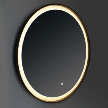 specchio da bagno led cornice nera spectral dl round vanità & casa