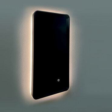specchio da bagno retroilluminato led cornice nera spectral al vanità & casa