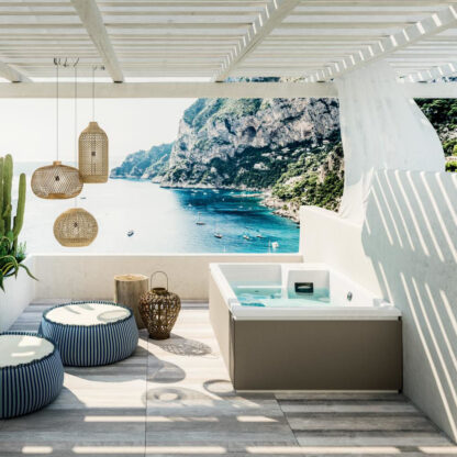 minipiscina acrilico centro parete idromassaggio pannello ecoresina mawi spa 185 glass