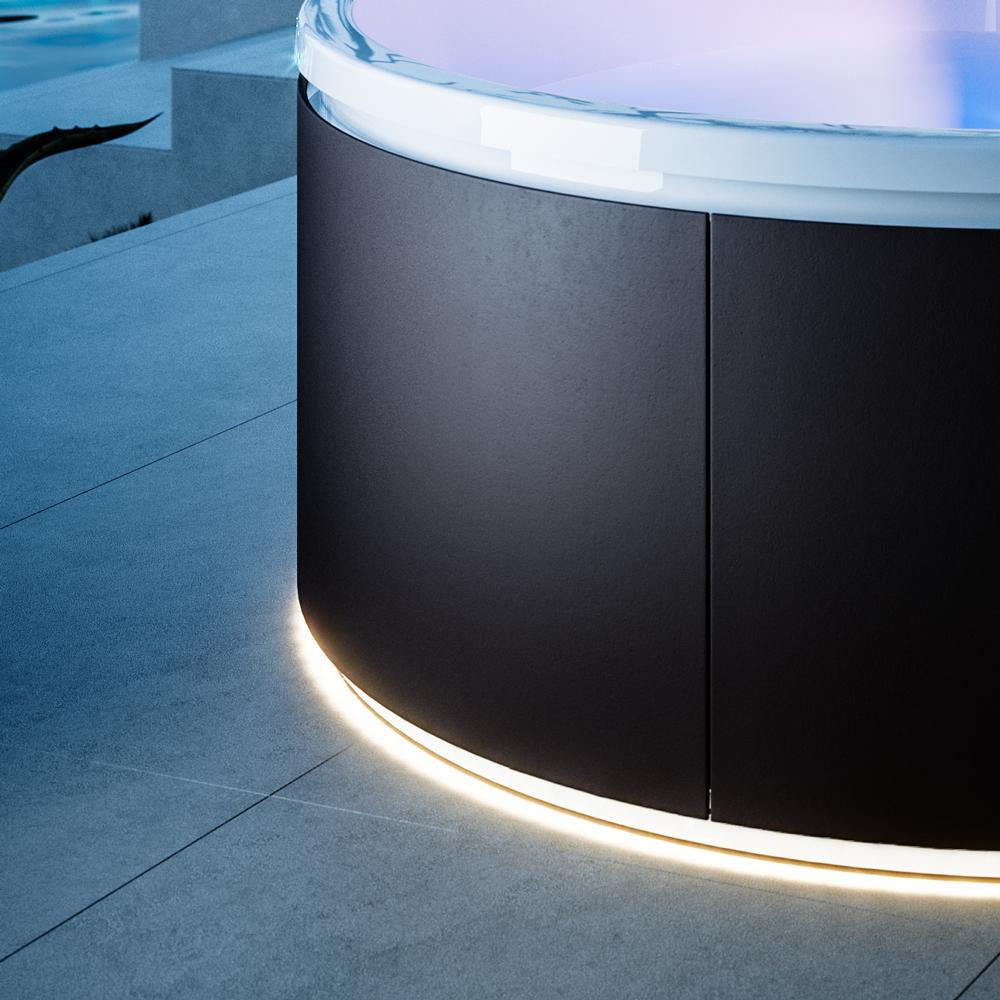 minipisicna acrilico circolare idromassaggio dettaglio pannello ecoresina mawi spa 166 glass