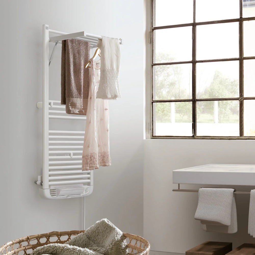scaldasalviette idraulico elettrico bianco con termoventilatore dryer plus misto deltacalor