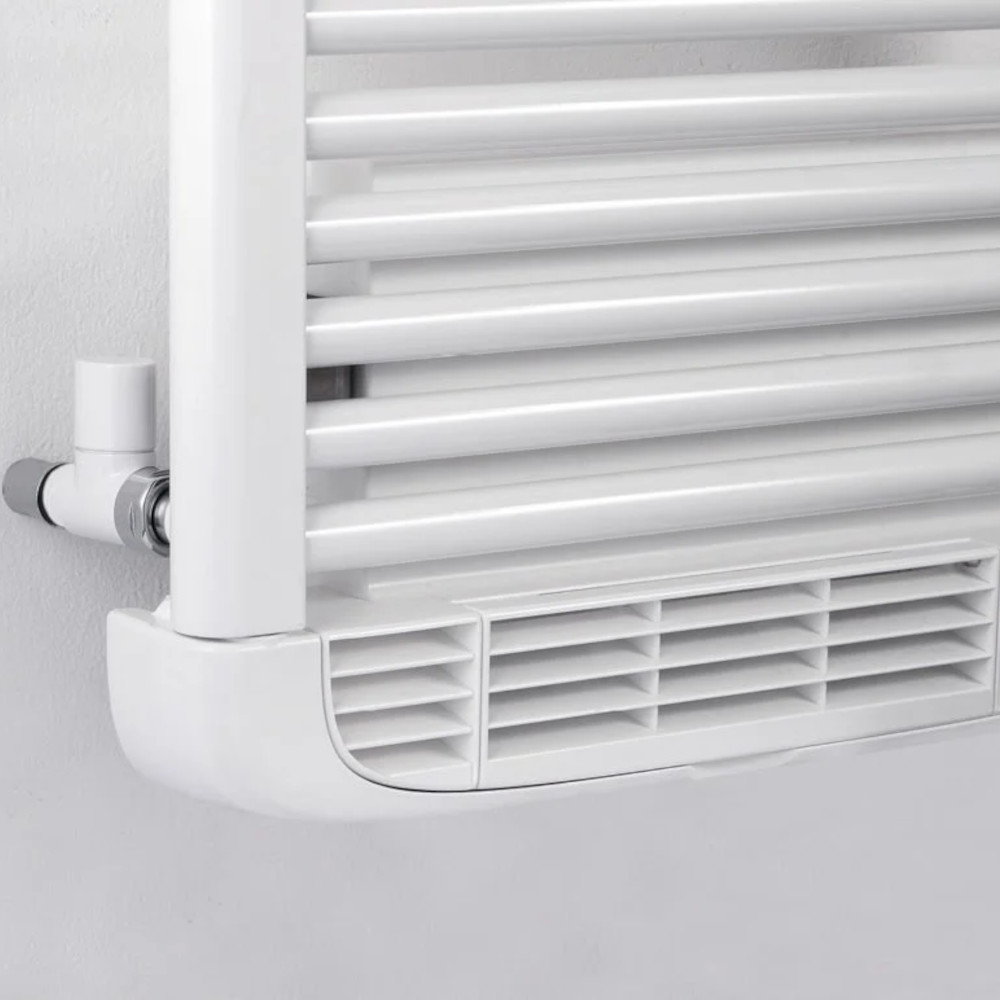 scaldasalviette idraulico elettrico bianco dettaglio termoventilatore dryer plus misto deltacalor