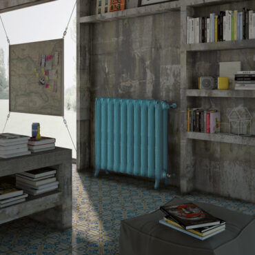 termoarredo living ghisa colorato blu retrò tiffany scirocco