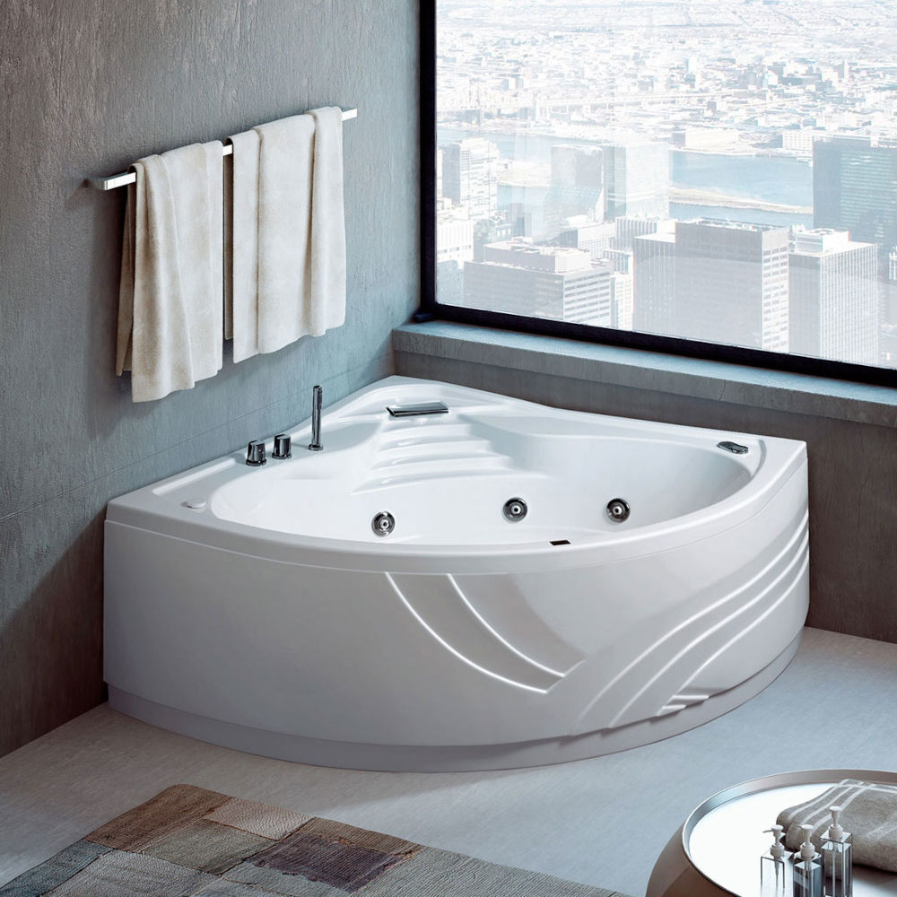 corner whirlpool tub chromotherapy acrylic white capri glass