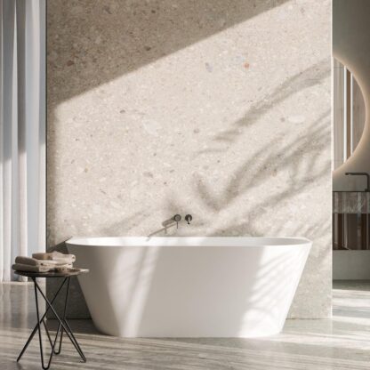 vasca da bagno a parete mineralite bianca design moderno queen glass